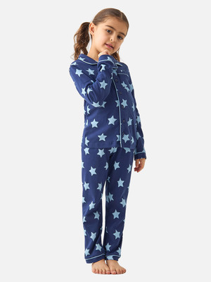 JUNIORS by Babyshop Girls Casual Shirt Pyjama(Blue)