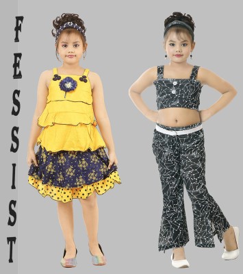 Fessist Girls Party(Festive) Top Pant(Yellow:Black)