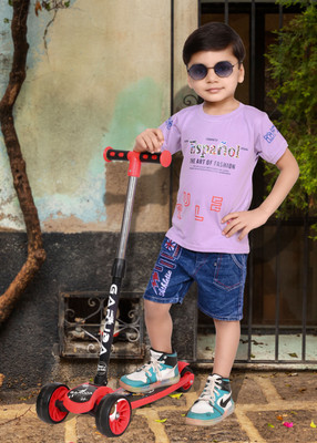 NIVARACREATION Baby Boys Party(Festive) T-shirt Jeans(Purple)