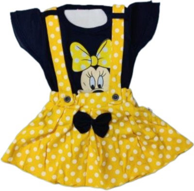 Lilions Baby Girls Mickey Party(Festive) Dungaree Dungaree(Yellow)