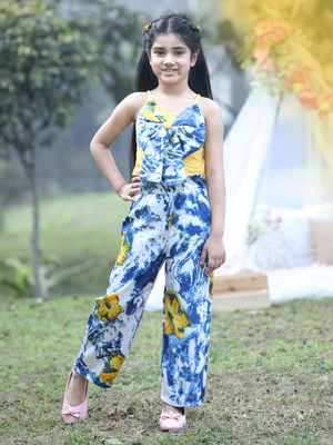 CUTIEKINS Girls Casual Top Trouser(Yellow & Blue)