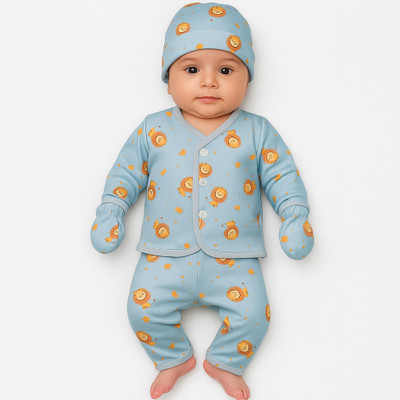 MiniFab Baby Boys & Baby Girls Casual Bodysuit Pant(Blue (Lion Print))