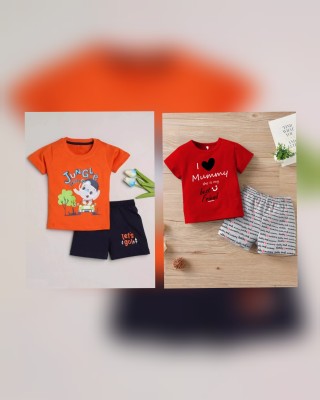 COOL BOYS Baby Boys & Baby Girls Casual T-shirt Pant(Red orange)