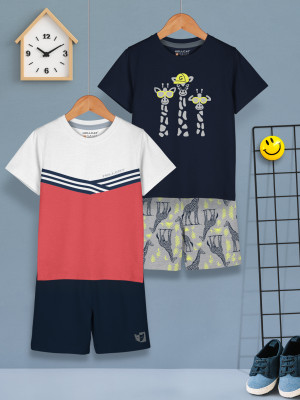 Hellcat Boys Casual T-shirt Shorts(coral2/Navy2)