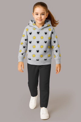 Hellcat Girls Casual Sweatshirt Track Pants(Grey Melange/Black)