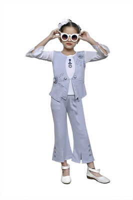 VALUE CREATION Baby Girls Party(Festive) Top Trouser(Sky)