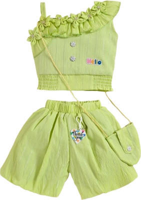 Stylo Dresses Girls Casual Top Shorts, Slingbag(Mint Green)