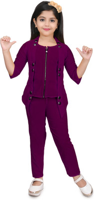 MRM FASHION Girls Party(Festive) Top Pant(VIOLET)