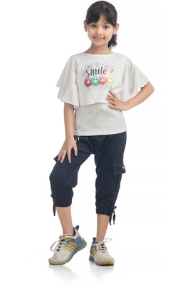 Future Fashion Girls Casual Top Capri(NAVY BLUE)