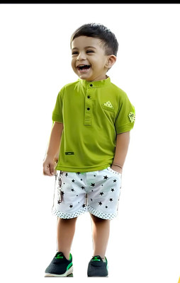 FROQUILIZ Baby Boys & Baby Girls Party(Festive) T-shirt Shorts(Light Green)