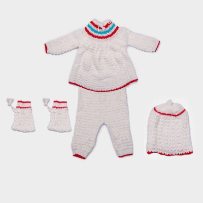 ANIXA Colorblock High Neck Casual Baby Girls White Sweater