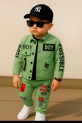 Ajmer Dresses Boys Casual Jacket Pant(GREEN)