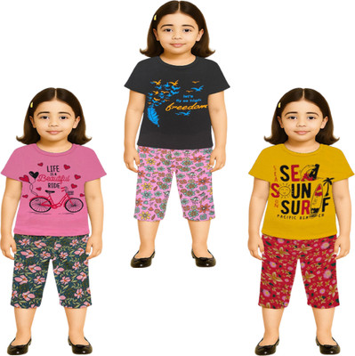 NK TRENDZ Girls Casual Pyjama Pyjama(PK-BK-YW)
