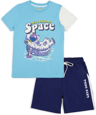 Spunkies Boys Casual T-shirt Pant(BLUE)