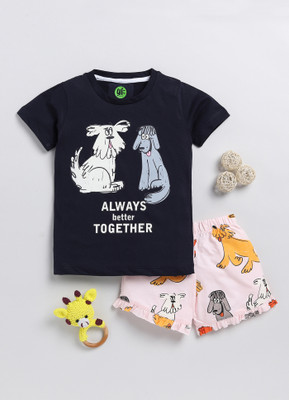 Yk Girls Casual T-shirt Shorts(Blue)