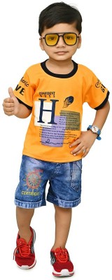 NTDFASHION Boys Casual T-shirt Shorts(Orange)