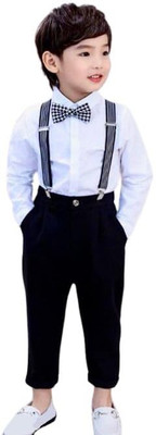 ZIKIGO Dungaree For Boys & Girls Party Solid Cotton Blend(White, Pack of 1)