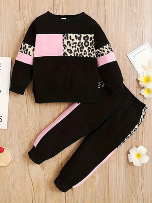 ELPIXIE FASHION Baby Girls Casual T-shirt Trouser(black)