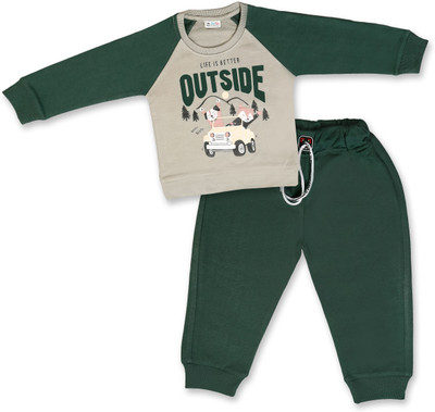 Joy Kids Baby Boys Casual Sweatshirt Track Pants(Grey, Green)