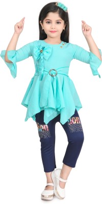 F B Collction Girls Party(Festive) Top Legging(Mint Green)