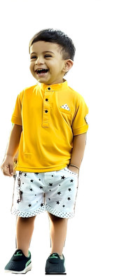 FROQUILIZ Baby Boys & Baby Girls Party(Festive) T-shirt Shorts(Yellow)