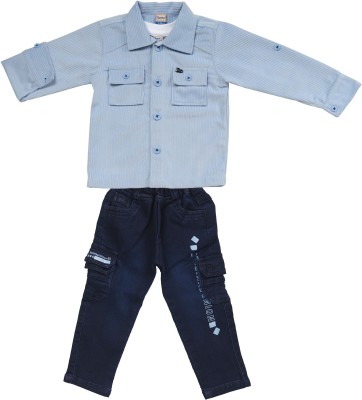 GARBO Baby Boys Party(Festive) Jacket T-shirt, Jeans(BLUE)