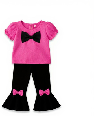 SPRINKLEZ Baby Girls Casual Top Pant(PINK, BLACK)