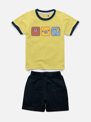 Hellcat Baby Boys & Baby Girls Casual T-shirt Shorts(Yellow)