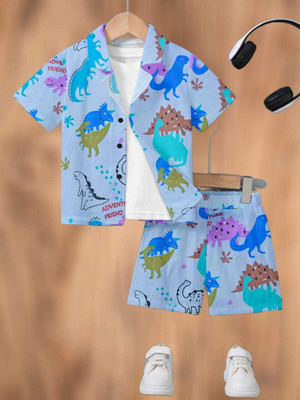 Vastram Fashion Baby Boys & Baby Girls Dinosaur Casual Shirt Shorts(Blue)