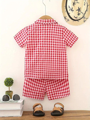 AADHYAFASHION Boys Casual Shirt Shorts(Red, White)