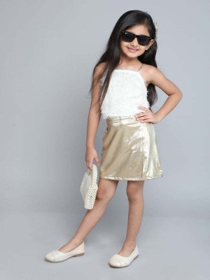 taffykids Girls Party(Festive) Top Skirt(Off White/Gold)