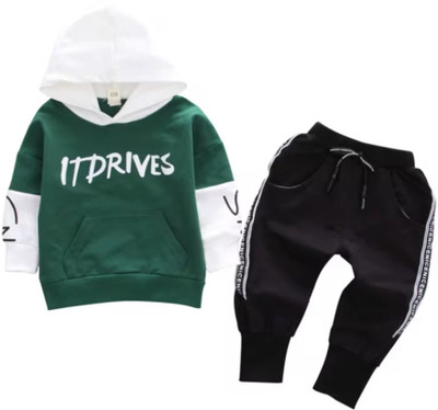 ARY Baby Boys & Baby Girls Casual Sweatshirt Track Pants(Green-Black)