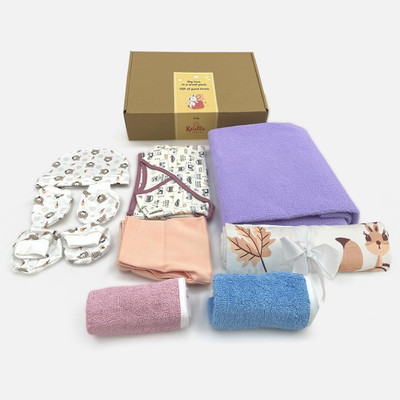 Kridlo Baby Boys & Baby Girls Casual Vest Pant, Swaddle, Cap, Bootie, Mitten(Eco-Friendly Baby Hamper Pack of 11 Premium Baby Products Gift Set 5)