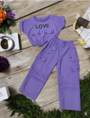 A Asma dresses Baby Girls Casual Top Pant(Royal Plumstorm)
