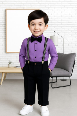 Bleckz Someck Boys Party(Festive) Shirt Pant(Purple)