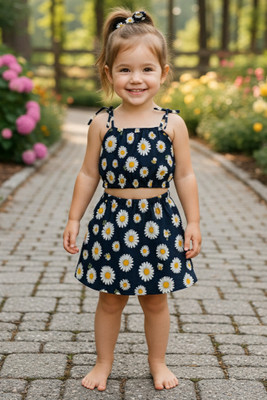 Varni Fashion Girls Casual Top Skirt(Black)