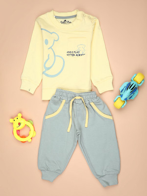 V-MART Baby Boys Casual T-shirt Pyjama(Yellow)
