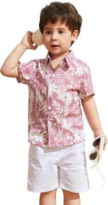 FROQUILIZ Baby Boys Party(Festive) Shirt Shorts(pink and white)
