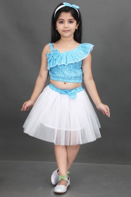 Rajkamal Dresses Baby Girls Party(Festive) Top Skirt(Blue)