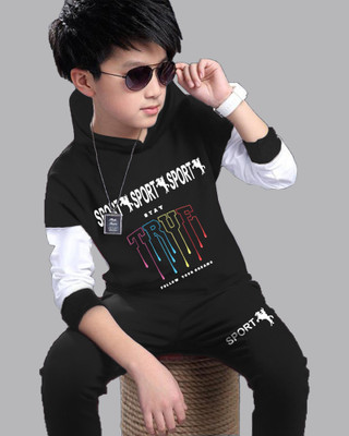 FastColors Boys Casual T-shirt Track Pants(80023-BLACK)