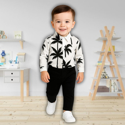 MENVVY TREND Baby Boys Party(Festive) Shirt Pant(WHITE FLOWSOME PATTERN)