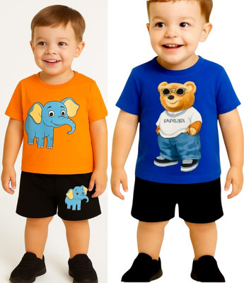 SEGRO Baby Boys & Baby Girls Casual T-shirt Shorts(ORANGE, ROYAL)