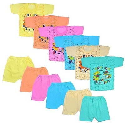 MUSTOVY Baby Boys Casual T-shirt Shorts(multi colour)