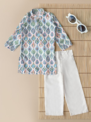 Bella Moda Boys Party(Festive) Kurta Pyjama(Blue)