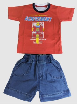 Abhiraj enterprises Baby Boys Party(Festive) T-shirt Shorts(Red, Black)