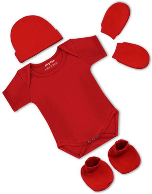 ARVESA Baby Boys & Baby Girls Casual Romper Cap, Bootie, Mitten(Red)