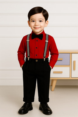 VARNIKA KIDS Baby Boys Party(Festive) Shirt Pant(Red)