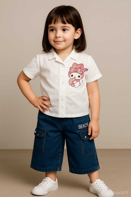 Quirkcloset Girls Party(Festive) Top Pant(White)