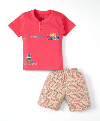 Wonder Klothes Baby Boys & Baby Girls Casual T-shirt Pant(Pink)