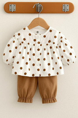 RupMilanKolkata Baby Girls Casual Shirt Trouser(White)